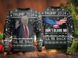 2024 Ill Be Back T Christmas Sweater V Unisex Funny Ugly Christmas Sweater - Image 1