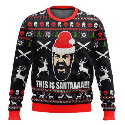 300 sparta this is santaaa christmas ugly christmas sweater 1 300 Sparta This Is Santaaa Christmas Ugly Christmas Sweater - Image 1