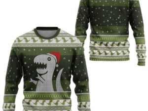 3D Christmas Dino Ugly Christmas Sweater - Image 1