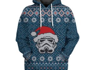 3D Christmas Mask Santa Ugly Sweater Red Cosplay Hoodie - Image 1