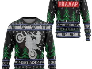3D Dirt Ride Braaap Ugly Christmas Sweater - Image 1