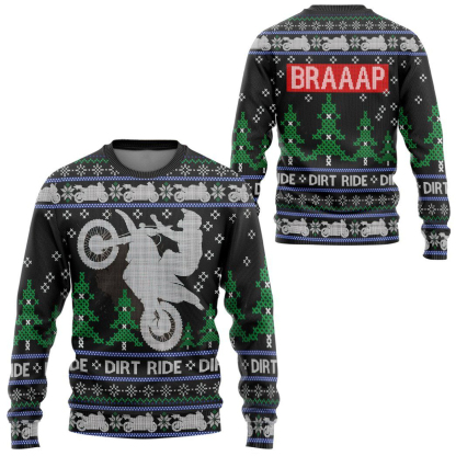 3d dirt ride braaap ugly christmas sweater 1 3D Dirt Ride Braaap Ugly Christmas Sweater - Image 1