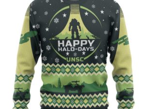 3D Halo Happy Halo Days Ugly Christmas Ugly Christmas Sweater - Image 1