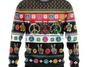 3D Hippie Merry Christmas Custom Ugly Christmas Sweater - Image 1
