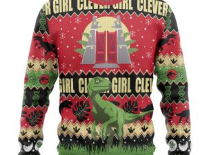 3D Jurassic Park Clever Girl Ugly Christmas Ugly Christmas Sweater - Image 1
