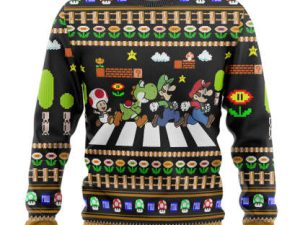 3D Mario Abbey Road Ugly Christmas Sweater - Image 1