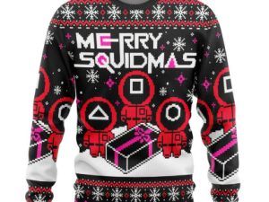 3D Merry Squidmas Squid Game Ugly Christmas Ugly Christmas Sweater - Image 1
