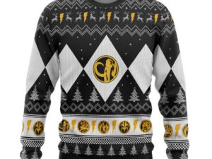 3D Mighty Morphin Black Ranger Christmas Custom Ugly Christmas Sweater - Image 1