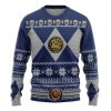 3D Mighty Morphin Blue Power Ranger Ugly Christmas Sweater - Image 1