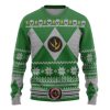 3D Mighty Morphin Green Power Ranger Ugly Christmas Sweater - Image 1