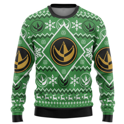 3d mighty morphin green power ranger ugly christmas sweater holiday gift 1 3D Mighty Morphin Green Power Ranger Ugly Christmas Sweater Holiday Gift - Image 1