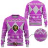 3D Mighty Morphin Pink Power Ranger Custom Ugly Christmas Sweater - Image 2