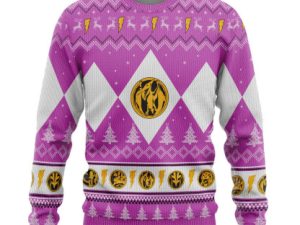 3D Mighty Morphin Pink Ranger Christmas Custom Ugly Christmas Sweater - Image 1