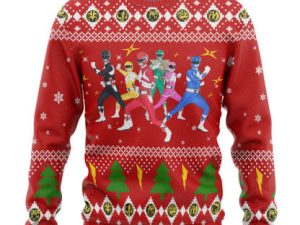 3D Mighty Morphin Power Rangers Christmas Ugly Christmas Sweater - Image 1