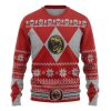 3D Mighty Morphin Red Power Ranger Ugly Christmas Sweater Holiday Gift - Image 1