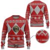 3D Mighty Morphin Red Power Ranger Ugly Christmas Sweater Holiday Gift - Image 2
