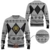 3D Mighty Morphin White Power Ranger Custom Ugly Christmas Sweater - Image 2