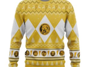 3D Mighty Morphin Yellow Ranger Christmas Custom Ugly Christmas Sweater - Image 1