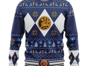 3D Mmpr Blue Ranger Christmas Custom Ugly Christmas Sweater - Image 1