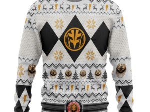 3D Mmpr White Ranger Christmas Ugly Christmas Sweater - Image 1