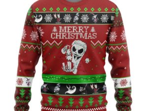 3D Nightmare Before Christmas Jack Skellington Ugly Christmas Sweater - Image 1