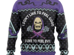 3D Skeletor He Man I Like To Feel Evil Christmas Ugly Christmas Sweater - Image 1