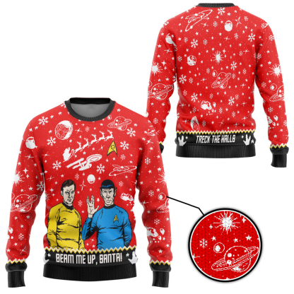 3d st beam me up santa ugly christmas sweater 2 3D St Beam Me Up Santa Ugly Christmas Sweater - Image 2
