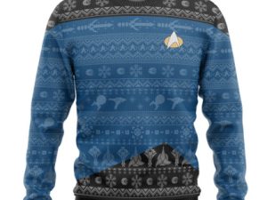 3D St The Next Generation 1987 Blue Ugly Christmas Ugly Christmas Sweater - Image 1