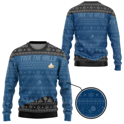 3d st the next generation 1987 blue ugly christmas ver 2 ugly christmas sweater 2 3D St The Next Generation 1987 Blue Ugly Christmas Ver 2 Ugly Christmas Sweater - Image 2