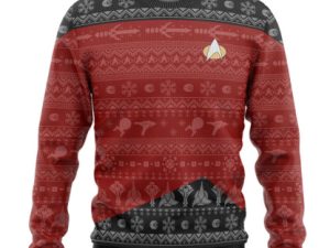 3D St The Next Generation 1987 Red Ugly Christmas Ugly Christmas Sweater - Image 1