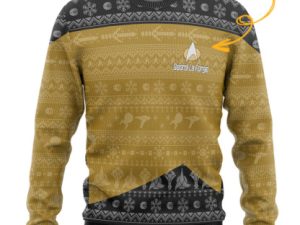 3D St The Next Generation 1987 Yellow Custom Name Ugly Christmas Sweater - Image 1