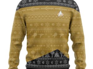 3D St The Next Generation 1987 Yellow Ugly Christmas Ugly Christmas Sweater - Image 1