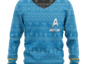 3D St The Original Series 1966 Blue Custom Name Ugly Christmas Sweater - Image 1