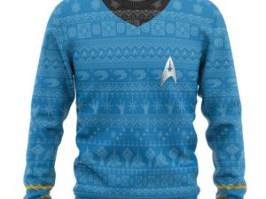 3D St The Original Series 1966 Blue Ugly Christmas Ugly Christmas Sweater - Image 1