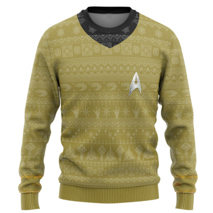 3d st the original series 1966 yellow ugly christmas ugly christmas sweater 1 3D St The Original Series 1966 Yellow Ugly Christmas Ugly Christmas Sweater - Image 1