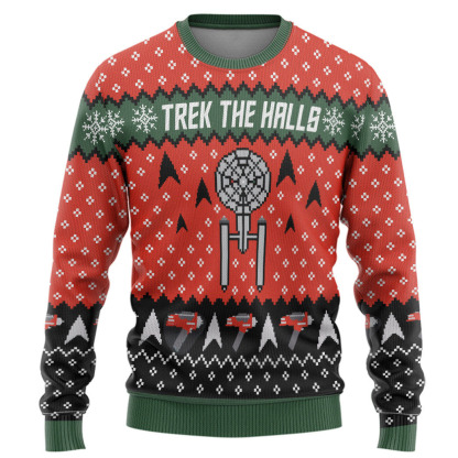 3d st trek the halls christmas edition ugly christmas sweater 1 3D St Trek The Halls Christmas Edition Ugly Christmas Sweater - Image 1