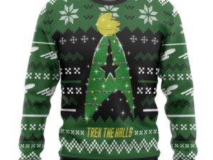 3D St Trek The Halls Ugly Christmas Custom Ugly Christmas Sweater - Image 1
