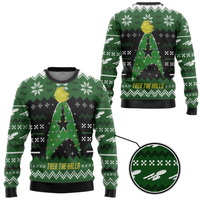 3d st trek the halls ugly christmas custom ugly christmas sweater 2 3D St Trek The Halls Ugly Christmas Custom Ugly Christmas Sweater - Image 2