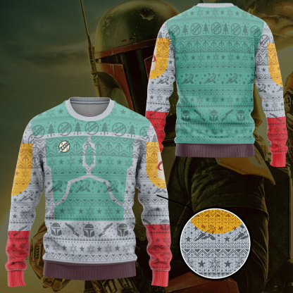 3d sw boba fett ugly christmas ugly christmas sweater 2 3D Sw Boba Fett Ugly Christmas Ugly Christmas Sweater - Image 2