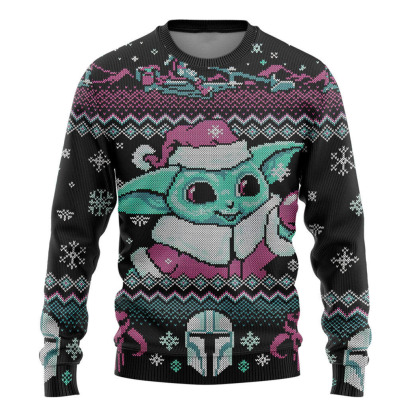 3d sw yoda baby ugly christmas custom ugly christmas sweater 1 3D Sw Yoda Baby Ugly Christmas Custom Ugly Christmas Sweater - Image 1