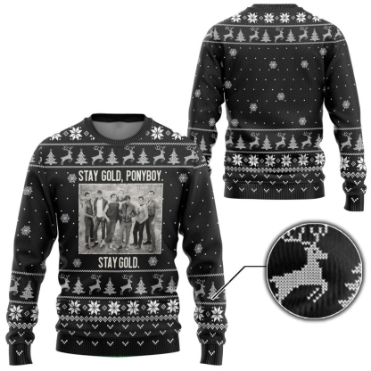 3d the outsiders stay gold ponyboy stay gold christmas style ugly christmas sweater 2 3D The Outsiders Stay Gold Ponyboy Stay Gold Christmas Style Ugly Christmas Sweater - Image 2