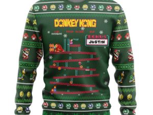 3D Ugly Donkey Kong Christmas Custom Name Ugly Christmas Sweater - Image 1