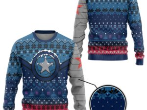3D Winter Soldier Star Of Bucky Christmas Ugly Christmas Sweater - Image 1