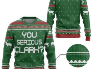 3D You Serious Clark Green National Lampoons Ugly Christmas Sweater - Image 1