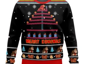 80S Arcade Game Donkey Kong Ugly Christmas Sweater - Image 1
