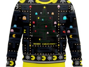 80S Arcade Game Pac Man Ugly Christmas Sweater - Image 1