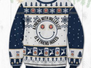 A Friend With Miller Lite Ugly Christmas Sweater - Image 1
