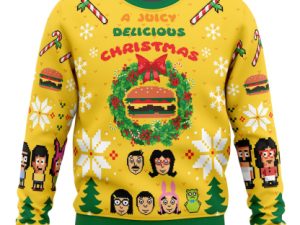 A Juicy Delicious Christmas Bobs Burgers Ugly Christmas Sweater - Image 1