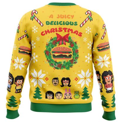 a juicy delicious christmas bobs burgers ugly christmas sweater 2 A Juicy Delicious Christmas Bobs Burgers Ugly Christmas Sweater - Image 2
