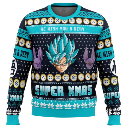 a very saiyan christmas dragon ball z ugly christmas sweater 1 A Very Saiyan Christmas Dragon Ball Z Ugly Christmas Sweater - Image 1